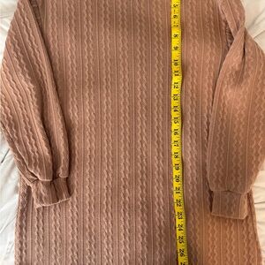 SHEIN Tan Cable Knit Crew Neck Sweater Dress
